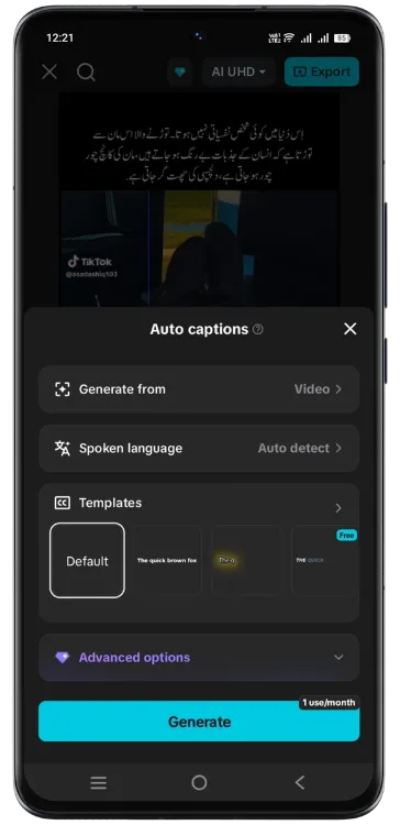 Génération automatique de sous-titres